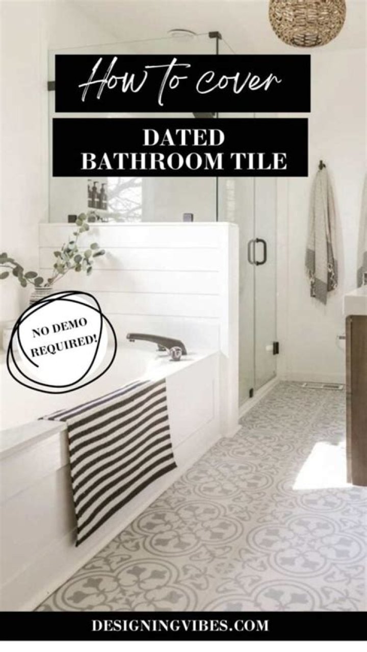 How do you cover dated bathroom tile with wainscoting