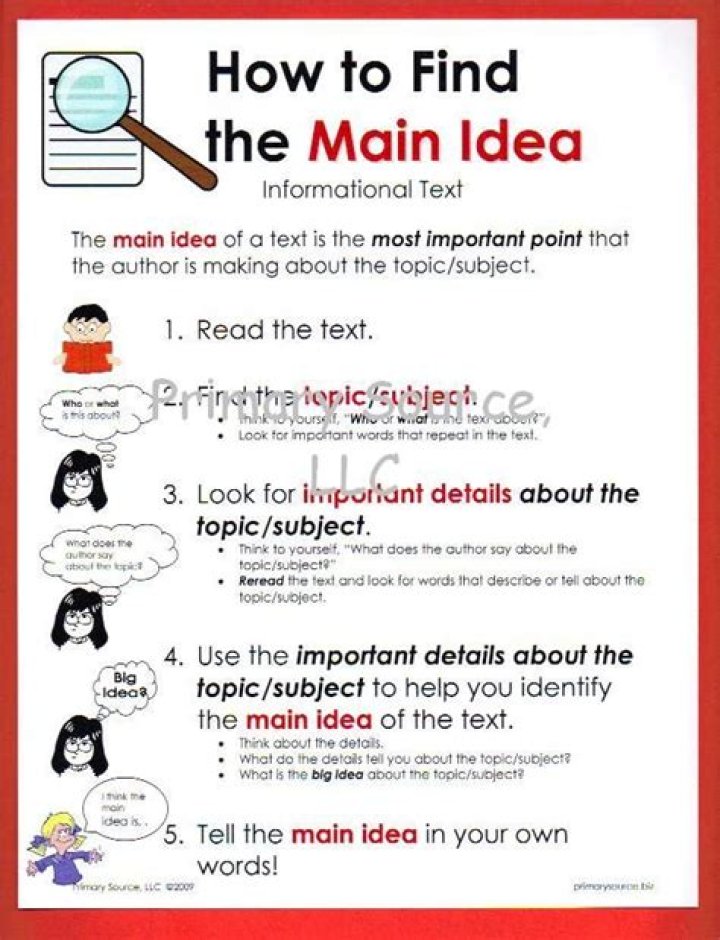 How do you find the main idea of an informational text