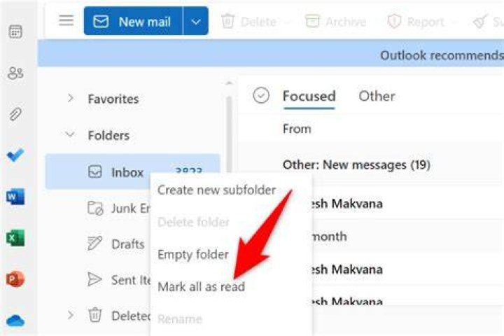How do you mark all emails as read on AOL
