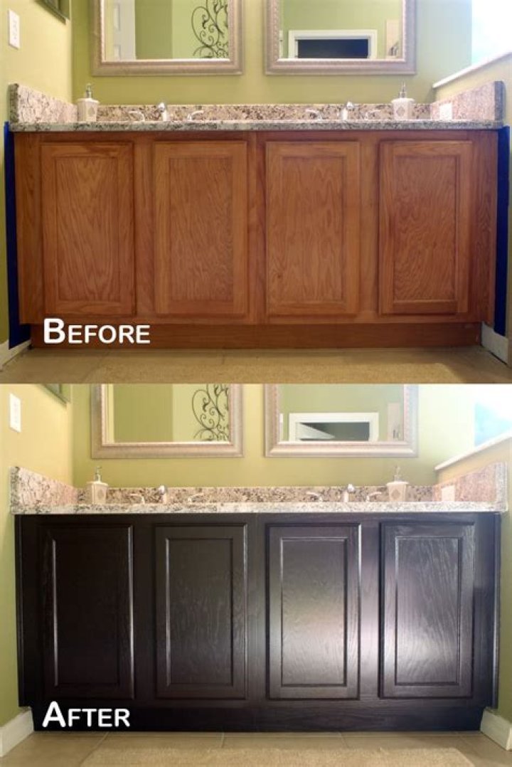 How do you stain already stained cabinets
