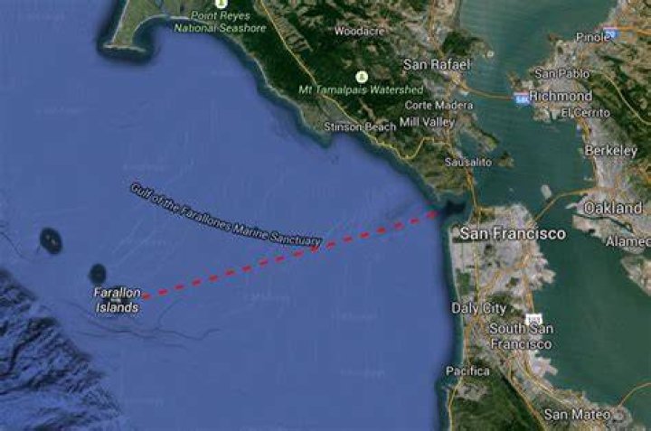 How far are the Farallon Islands from the Golden Gate Bridge