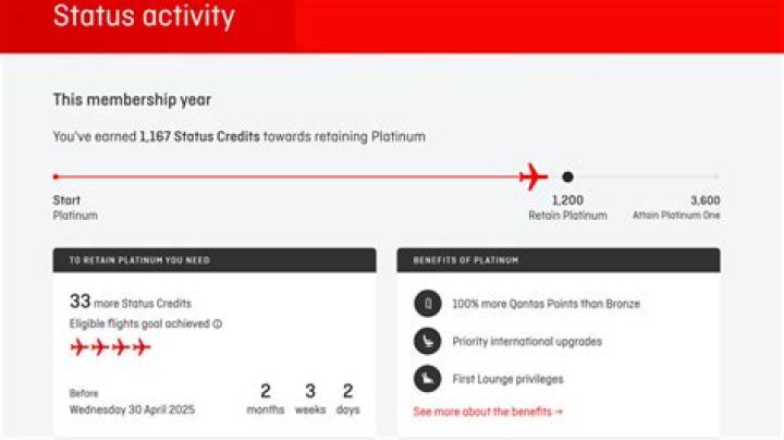 How many status credits do you need for Qantas Gold