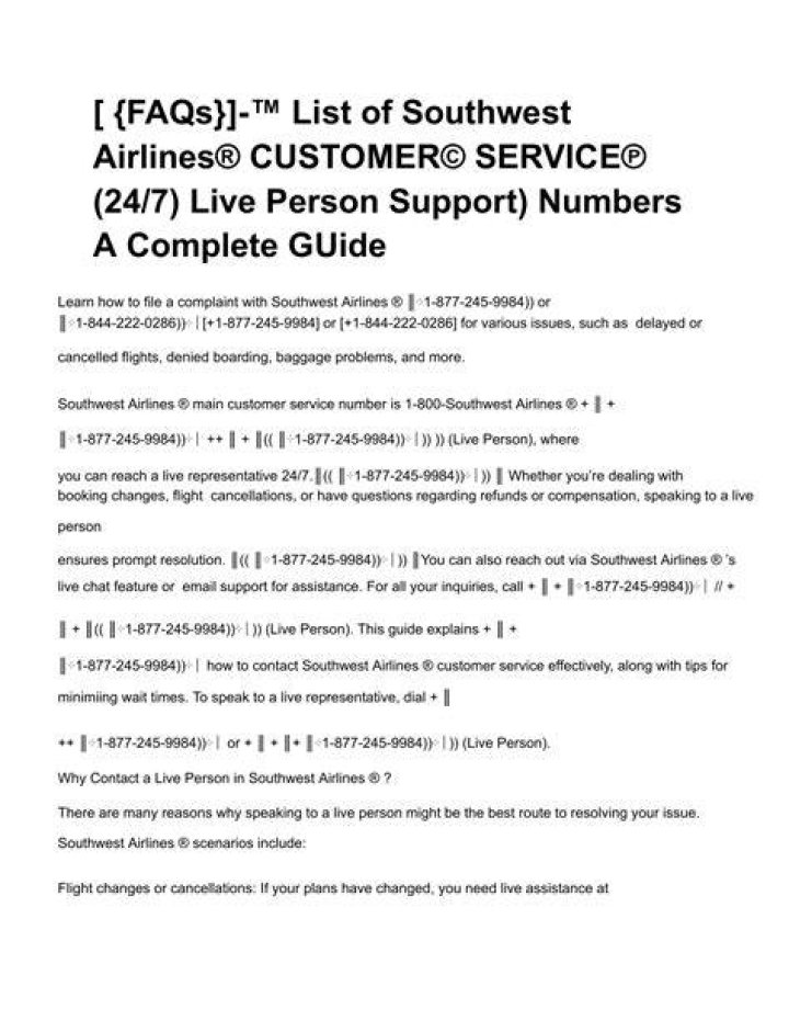 Is Southwest Airlines customer service 24 7