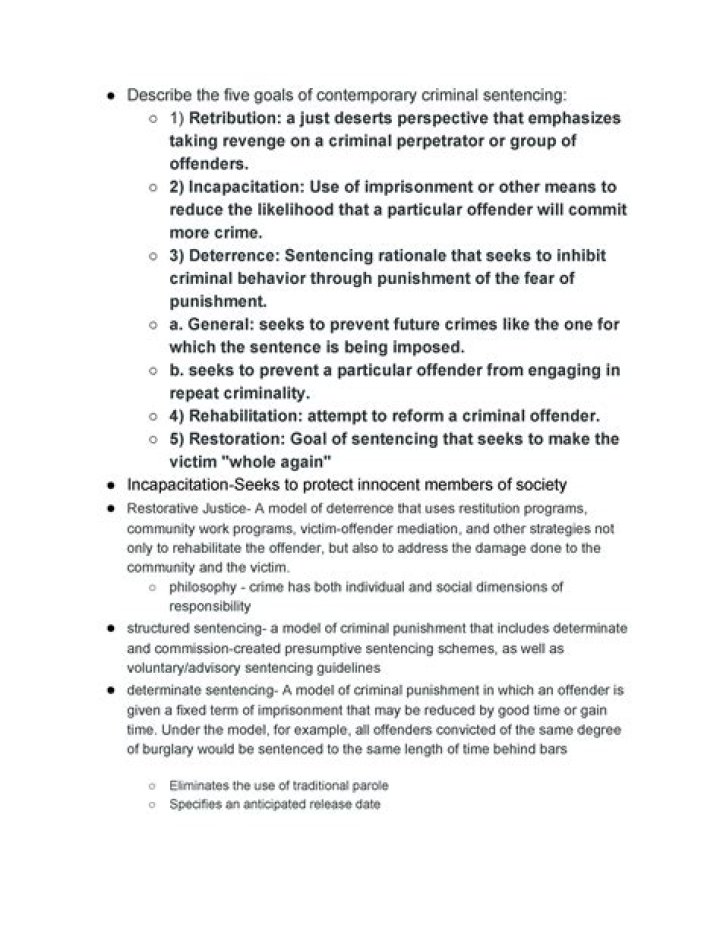 What are the main goals of contemporary sentencing