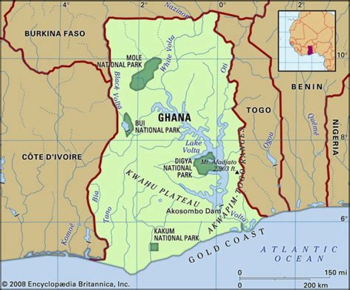 What are the main physical features of Ghana