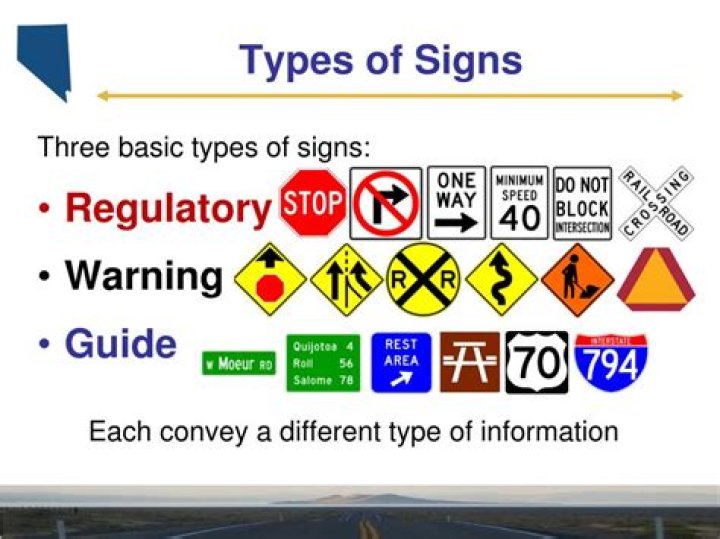 What are the three types of road signs