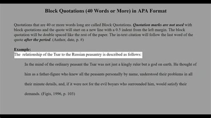 What does a block quote look like in APA