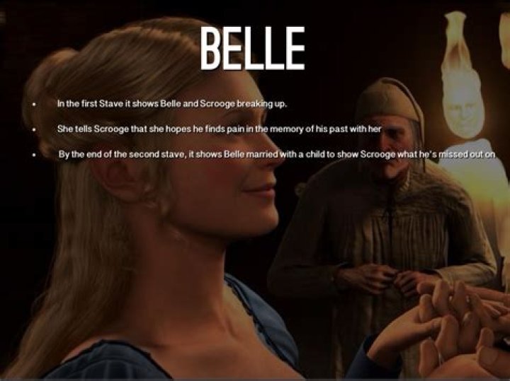 What does Belle say to Scrooge