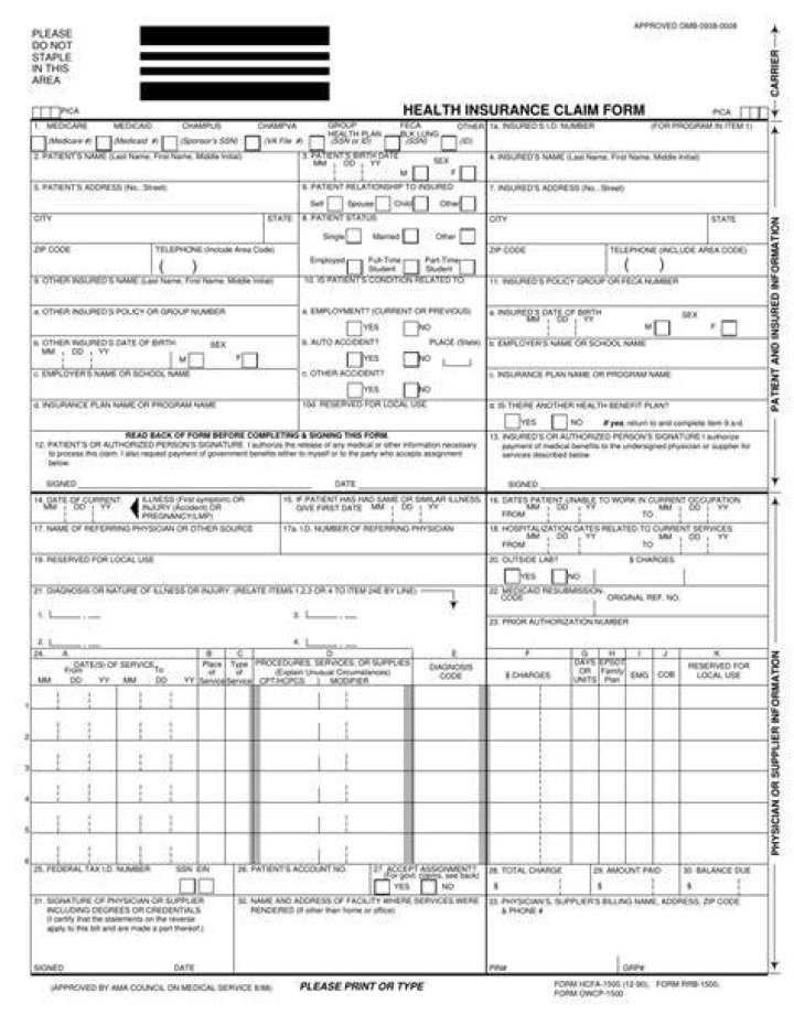 What is a HCFA 1500 form