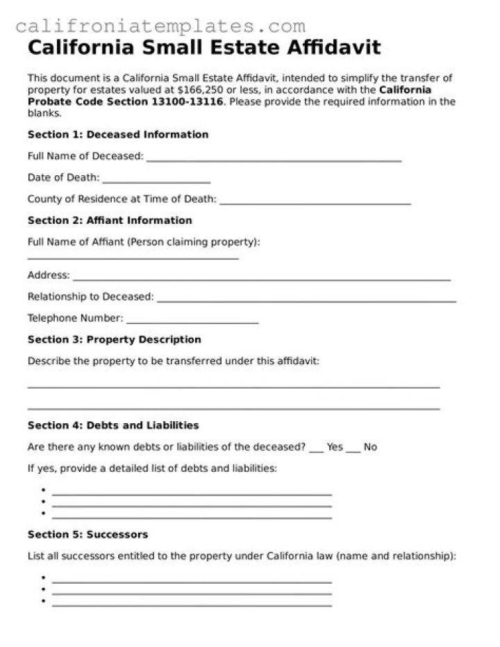 What is the small estate limit in California
