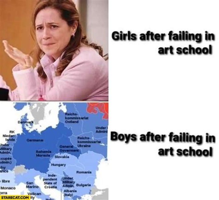 Why did Pam fail art school